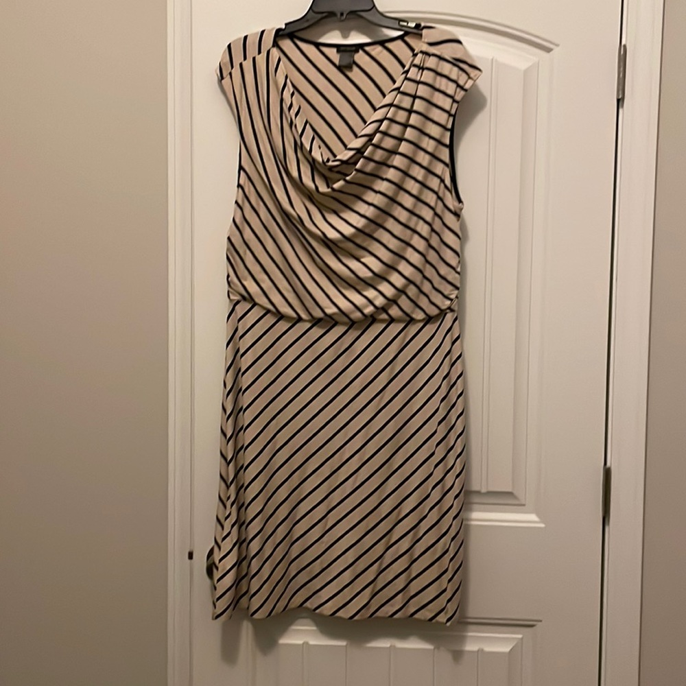 Khaki & black striped dress